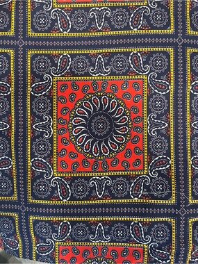 Vintage Concord Fabrics Blue Red Paisley Print Kilim Rug Motif 106”x44” USA